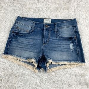Mudd FLX Stretch Jean Shorts with Lace